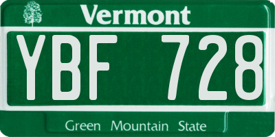 VT license plate YBF728