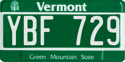VT license plate YBF729