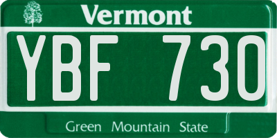 VT license plate YBF730