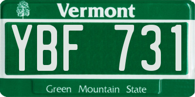 VT license plate YBF731