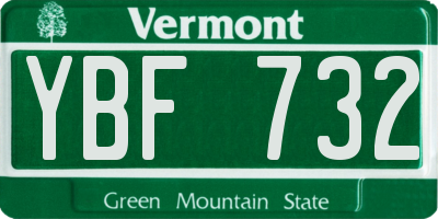 VT license plate YBF732