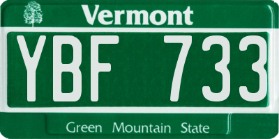VT license plate YBF733
