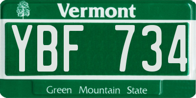 VT license plate YBF734