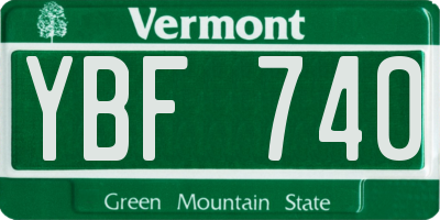 VT license plate YBF740