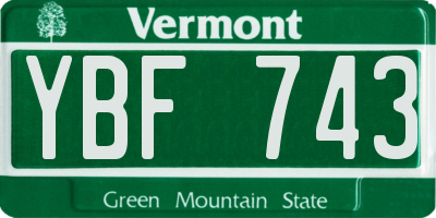 VT license plate YBF743