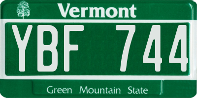 VT license plate YBF744