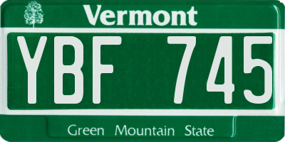 VT license plate YBF745