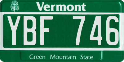 VT license plate YBF746