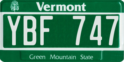 VT license plate YBF747