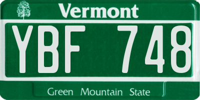 VT license plate YBF748