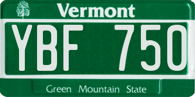 VT license plate YBF750