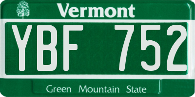 VT license plate YBF752