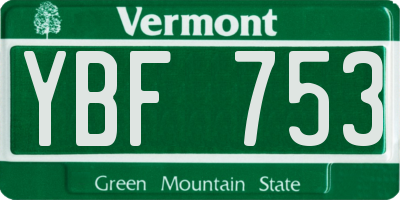 VT license plate YBF753