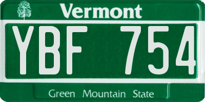 VT license plate YBF754