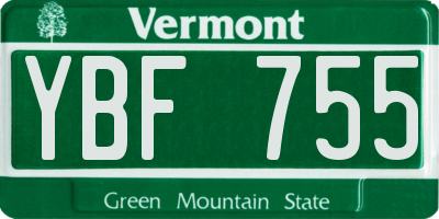 VT license plate YBF755