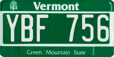 VT license plate YBF756