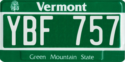 VT license plate YBF757