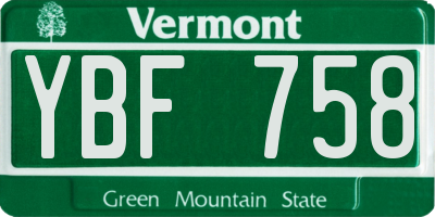 VT license plate YBF758