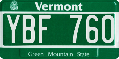 VT license plate YBF760