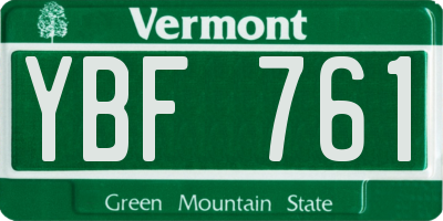 VT license plate YBF761