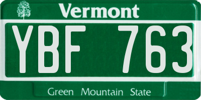 VT license plate YBF763