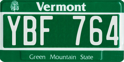 VT license plate YBF764