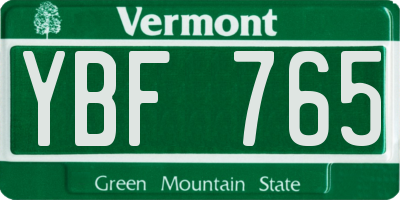 VT license plate YBF765