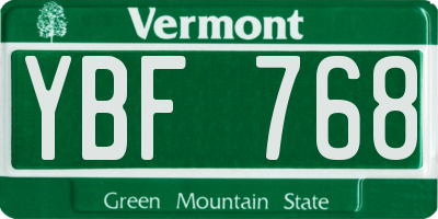 VT license plate YBF768