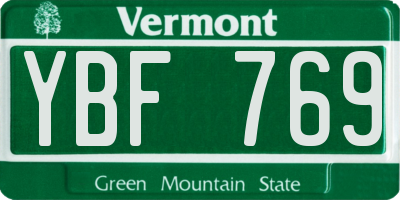 VT license plate YBF769