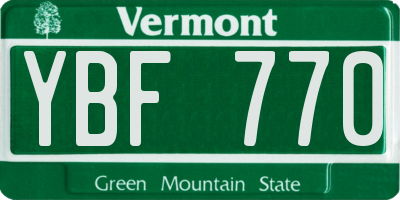 VT license plate YBF770