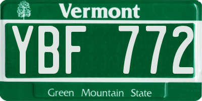 VT license plate YBF772