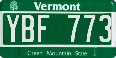 VT license plate YBF773