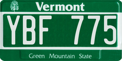 VT license plate YBF775