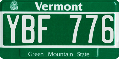 VT license plate YBF776
