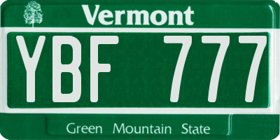 VT license plate YBF777