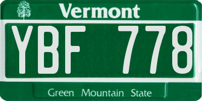 VT license plate YBF778