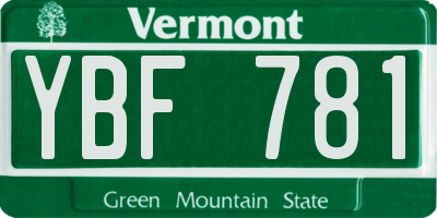 VT license plate YBF781