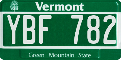 VT license plate YBF782