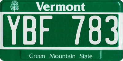 VT license plate YBF783