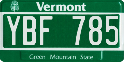 VT license plate YBF785