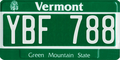 VT license plate YBF788
