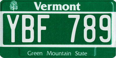 VT license plate YBF789