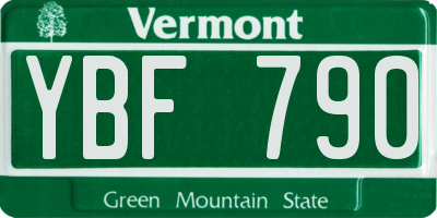 VT license plate YBF790