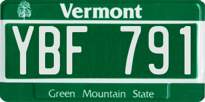 VT license plate YBF791