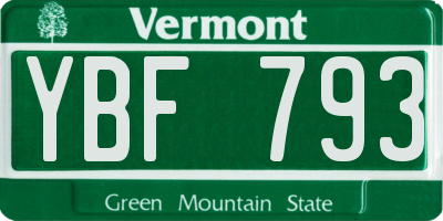 VT license plate YBF793