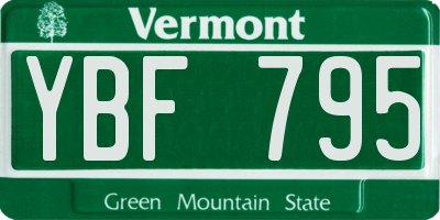 VT license plate YBF795
