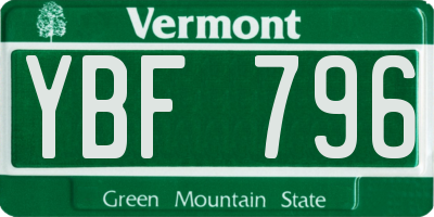 VT license plate YBF796