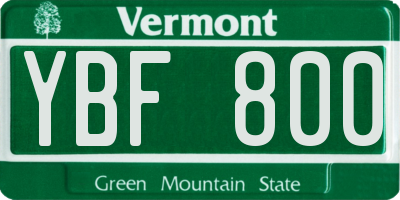 VT license plate YBF800