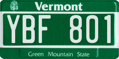 VT license plate YBF801