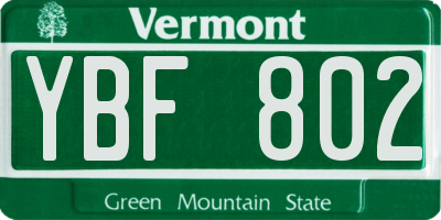 VT license plate YBF802